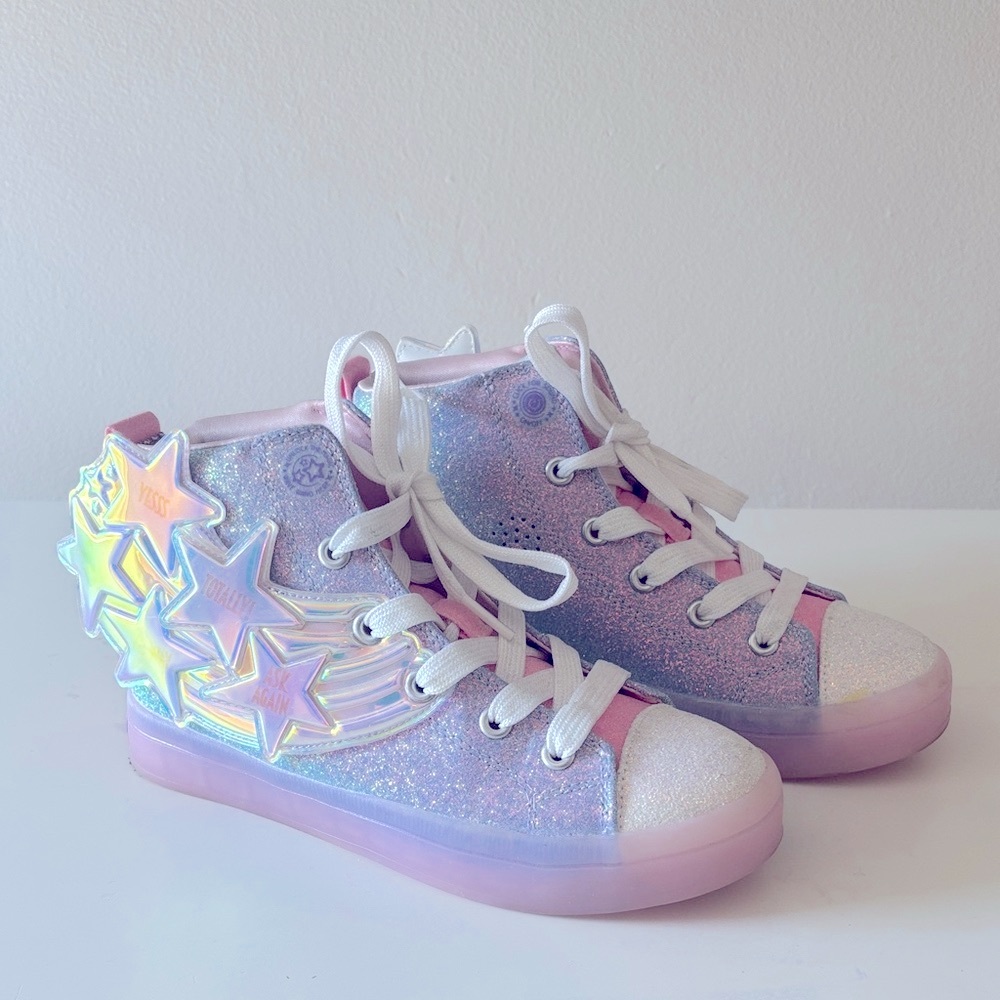 Skechers Kids Pink Glitter Star Sneakers